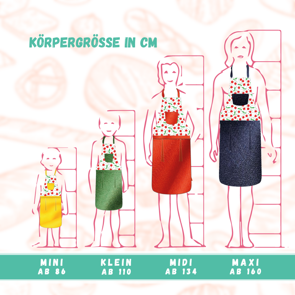 Kinderschürze nähen Nähset Design: Kirschen und Zitronen