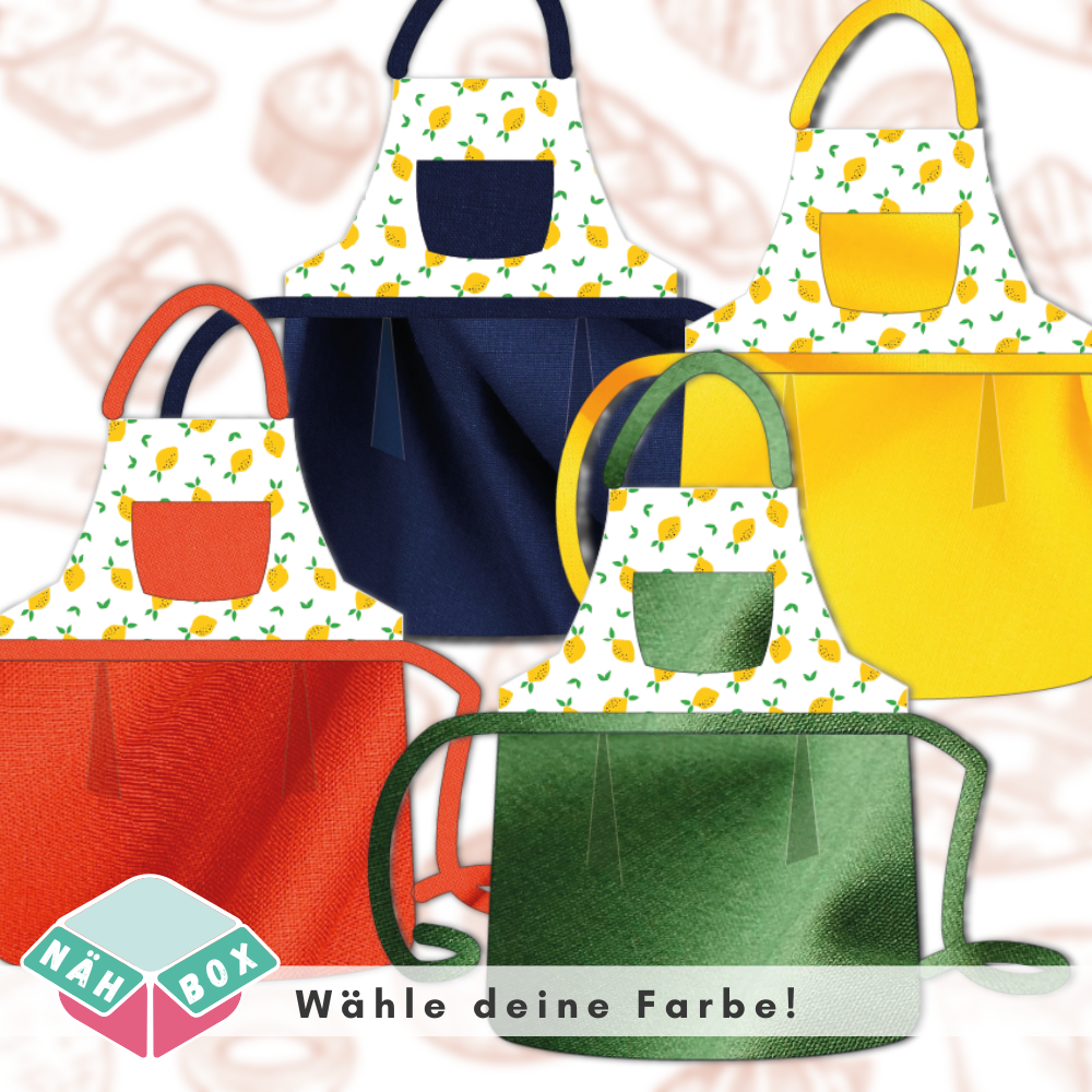 Kinderschürze nähen Nähset Design: Kirschen und Zitronen