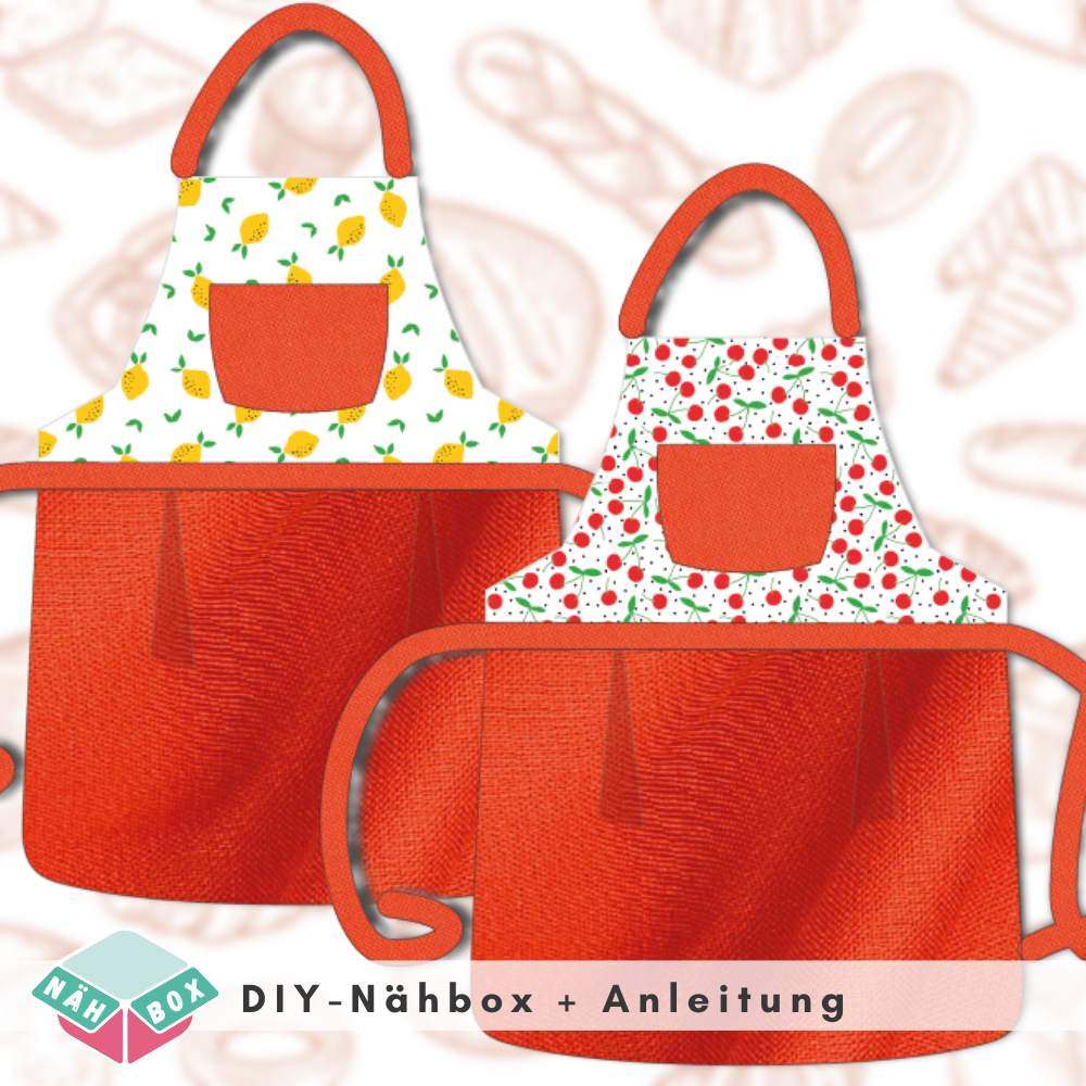 Kinderschürze nähen Nähset Design: Kirschen und Zitronen