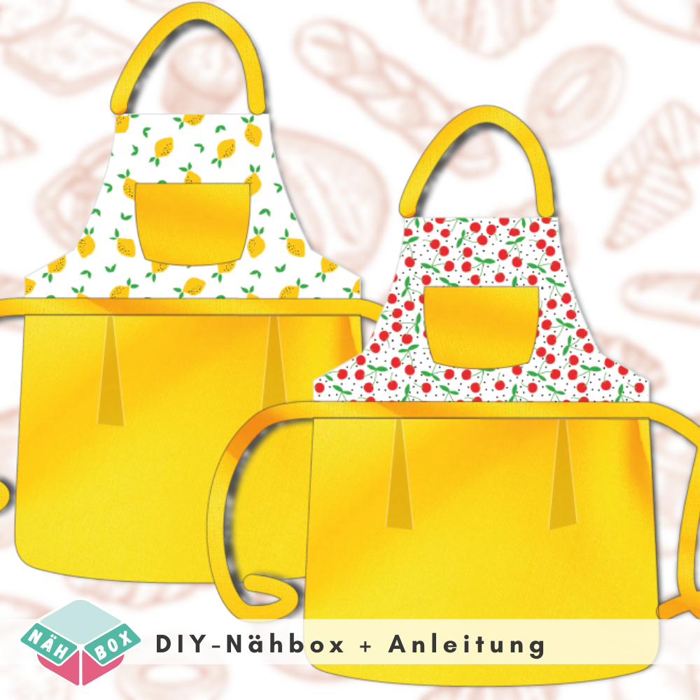 Kinderschürze nähen Nähset Design: Kirschen und Zitronen