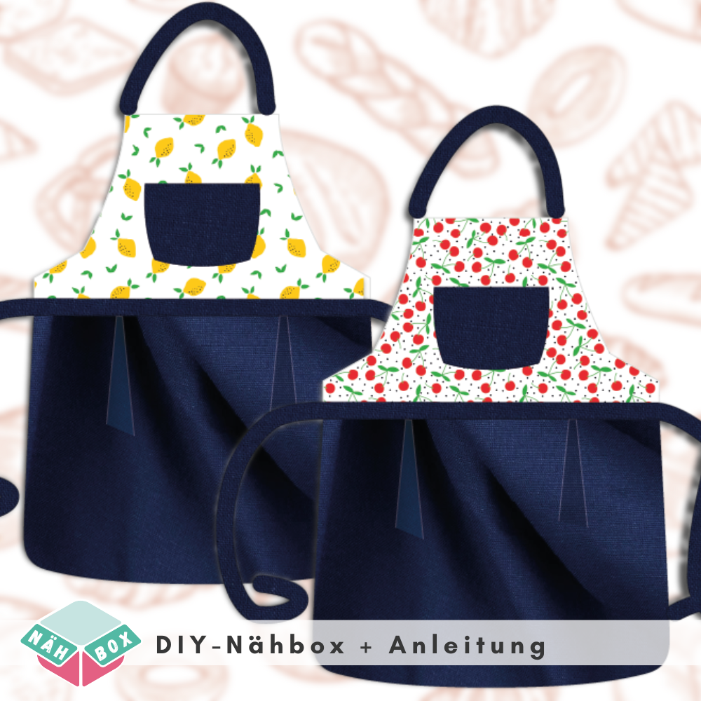 Kinderschürze nähen Nähset Design: Kirschen und Zitronen