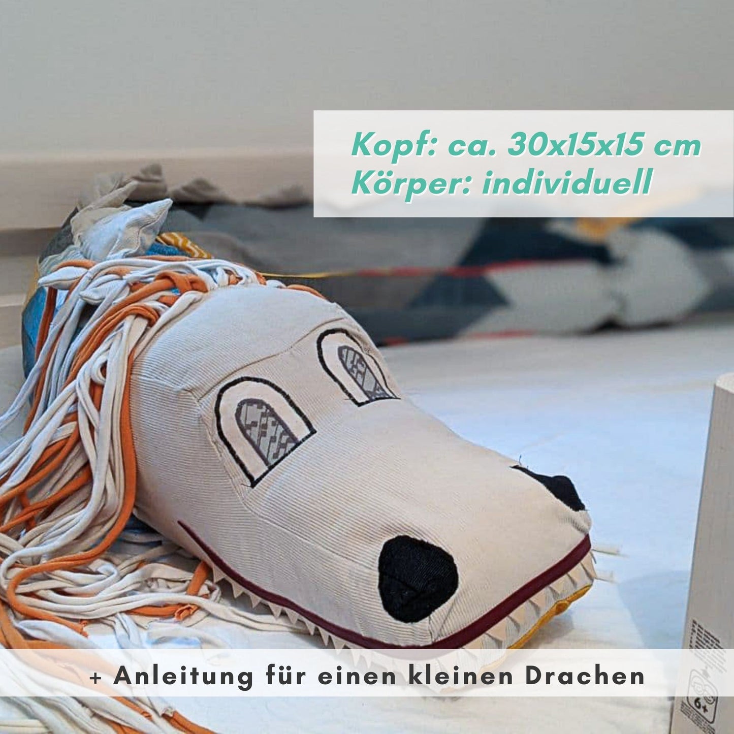 Eine freundliche Bettschlange nähen für Baby und Kind. Kuscheltier selber nähen