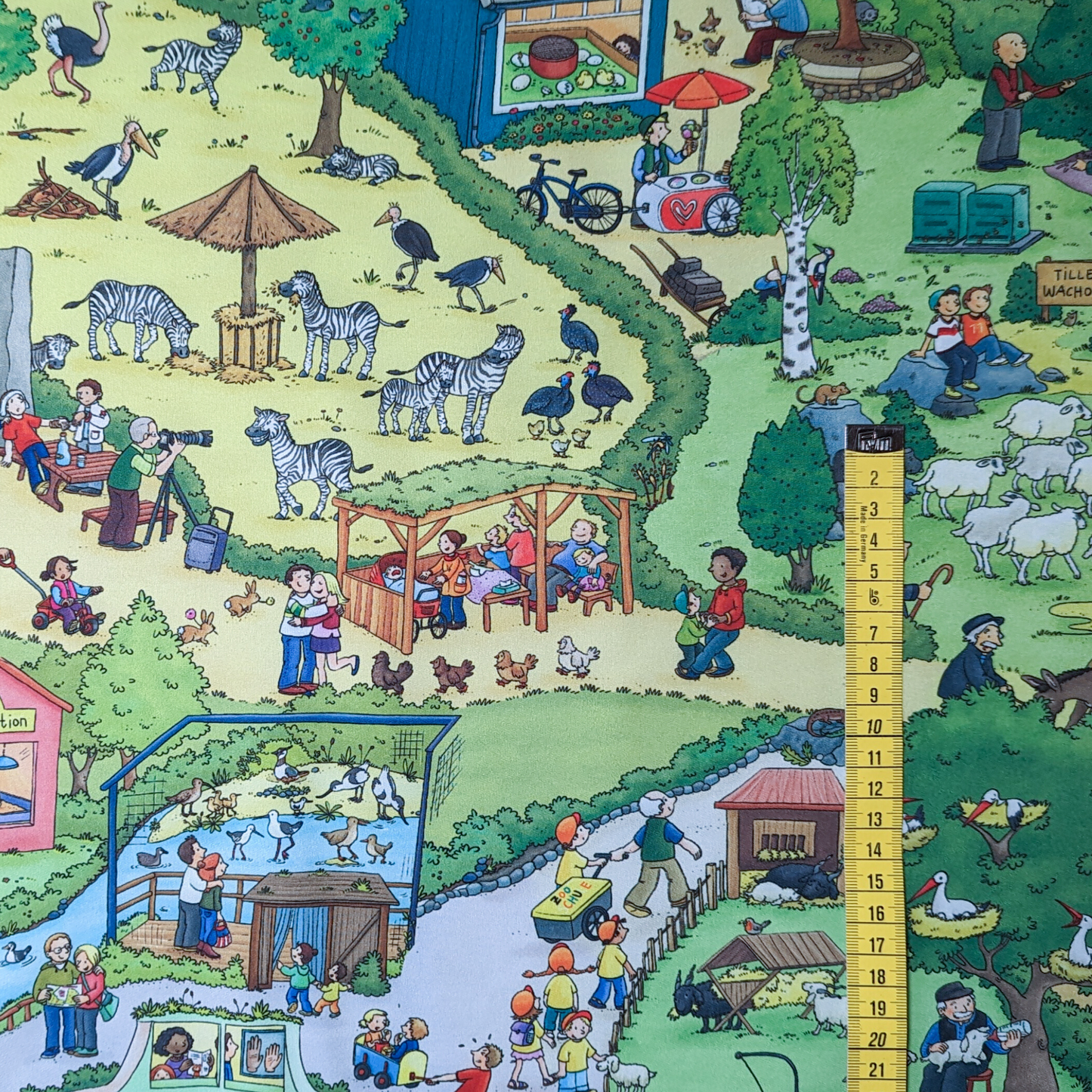 Softshell Stoff Kinder: Zoo Wimmelbild Panel // farbenfrohe Softshell Meterware (25cm)