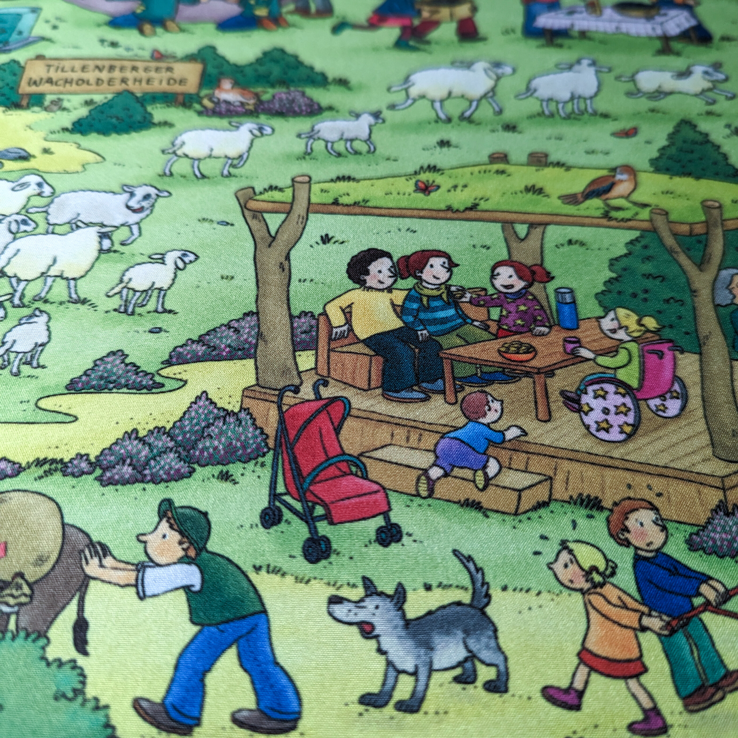 Softshell Stoff Kinder: Zoo Wimmelbild Panel // farbenfrohe Softshell Meterware (25cm)