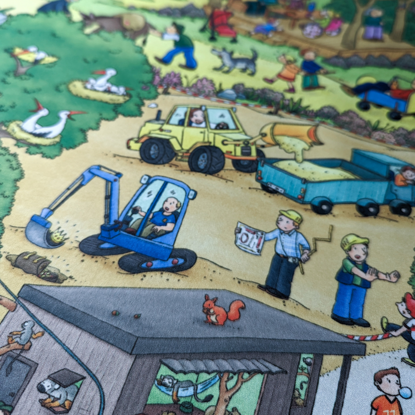 Softshell Stoff Kinder: Zoo Wimmelbild Panel // farbenfrohe Softshell Meterware (25cm)