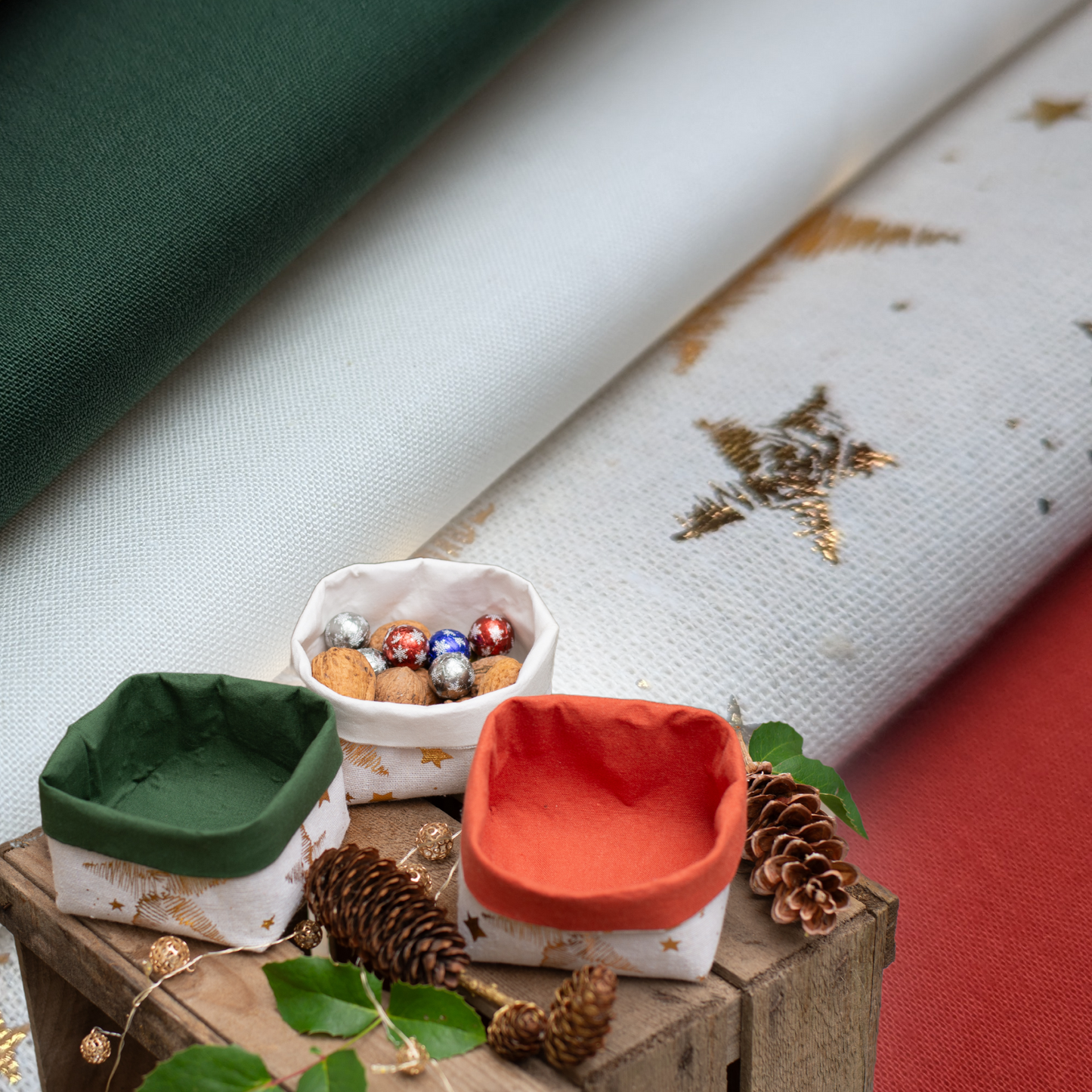 Utensilo nähen mit Nähpaket für Anfänger // Weihnachtsstoffe // 3 Mini-Utensilo im Set