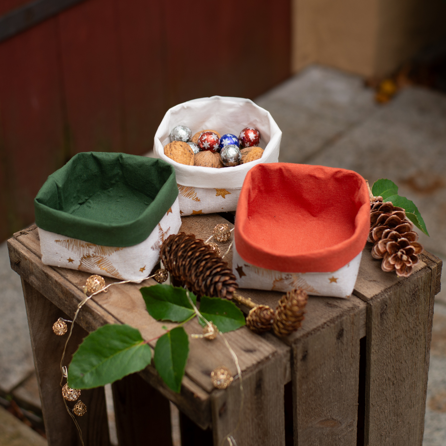 Utensilo nähen mit Nähpaket für Anfänger // Weihnachtsstoffe // 3 Mini-Utensilo im Set