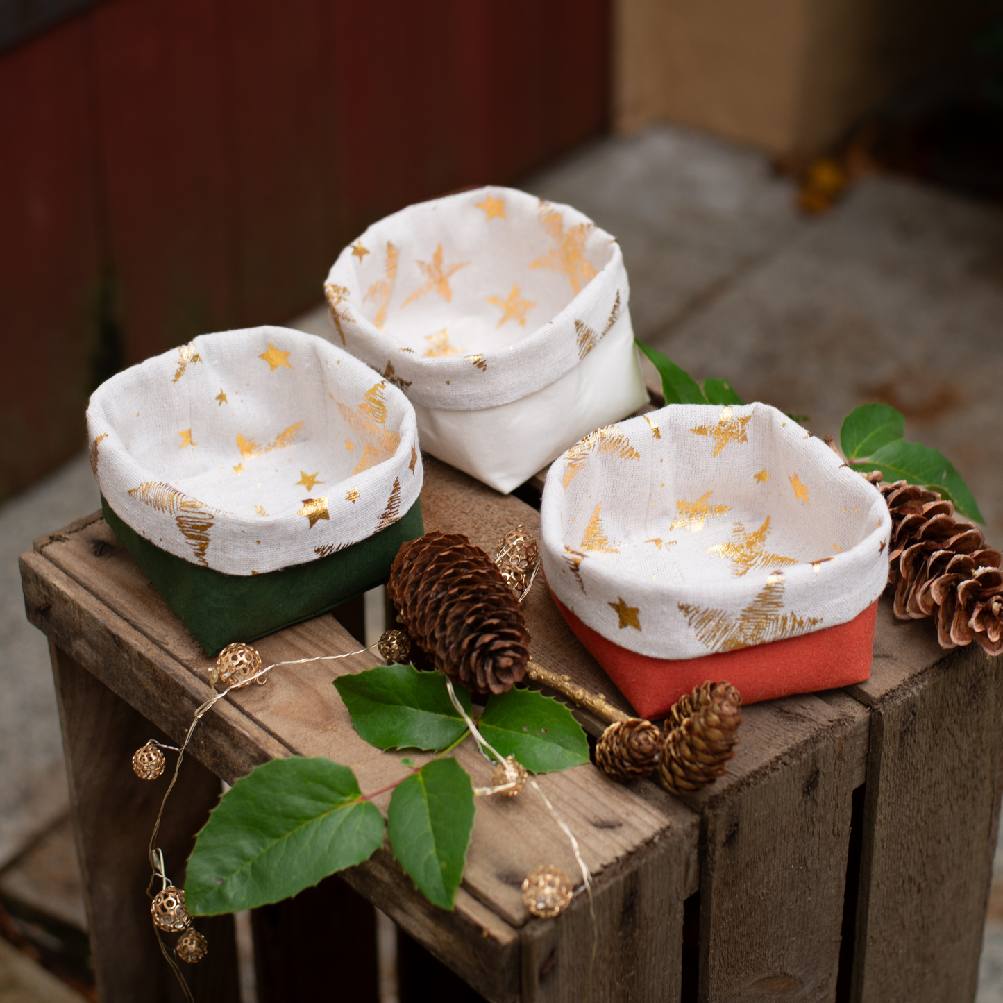 Utensilo nähen mit Nähpaket für Anfänger // Weihnachtsstoffe // 3 Mini-Utensilo im Set
