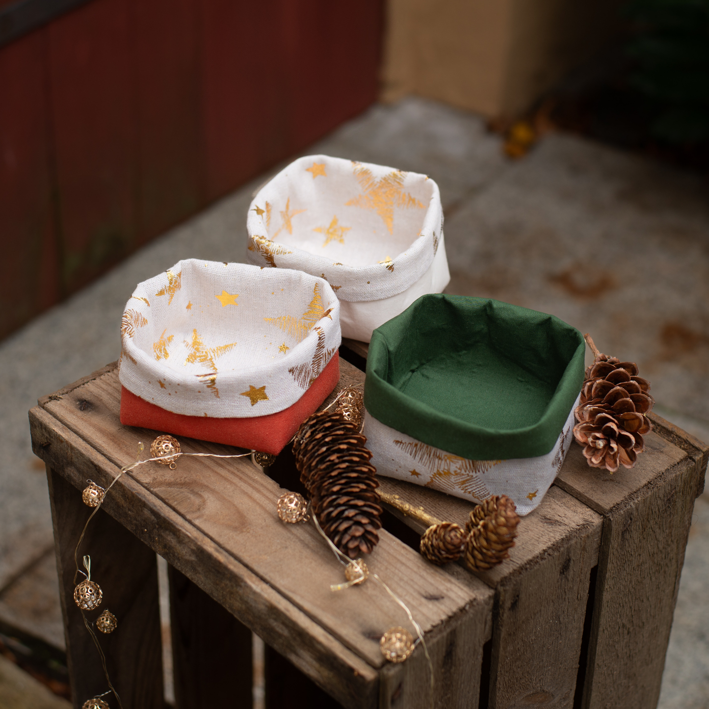Utensilo nähen mit Nähpaket für Anfänger // Weihnachtsstoffe // 3 Mini-Utensilo im Set