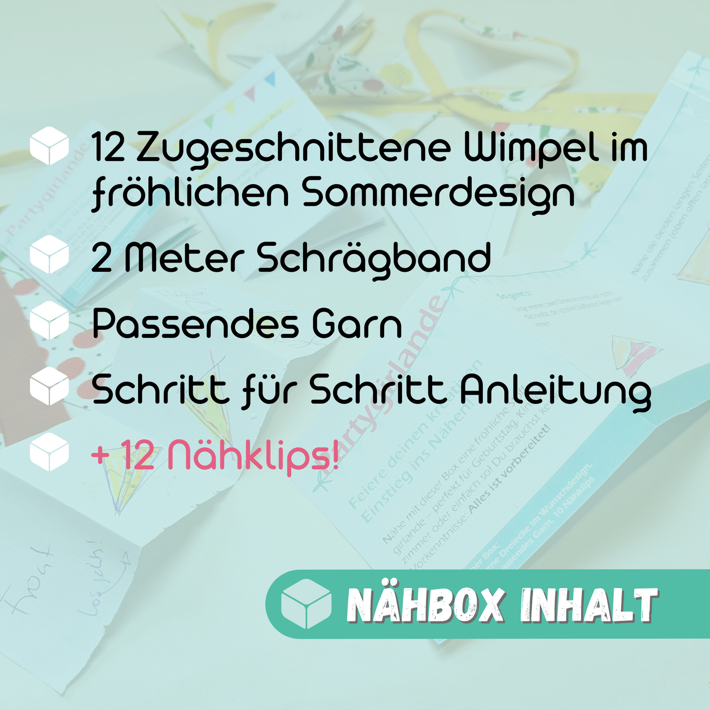 Wimpelkette nähen mit Stoff und Anleitung - Nähen für Anfänger