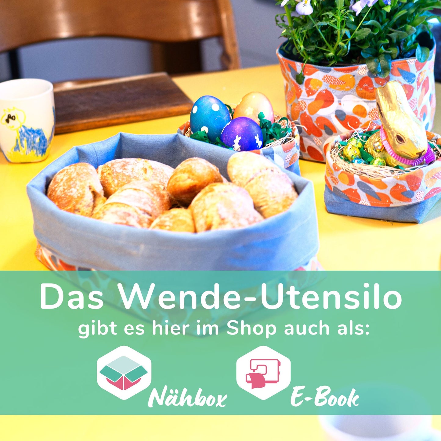 Utensilo nähen mit Nähpaket für Anfänger // Brötchenkorb nähen // Set: 1x L, 2x S