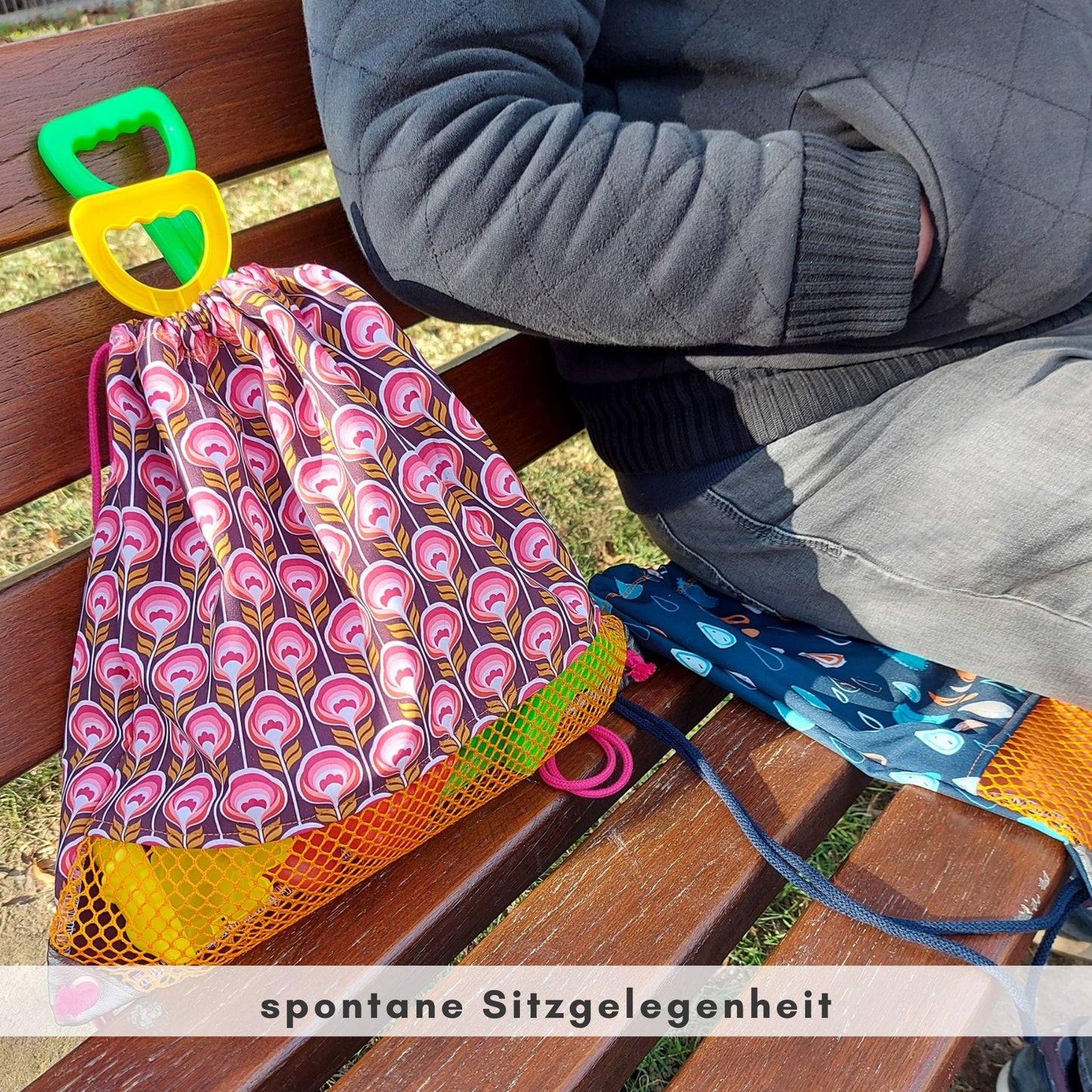 Große Netztasche für Sandspielzeug // Sandkasten Spielzeug Rucksack