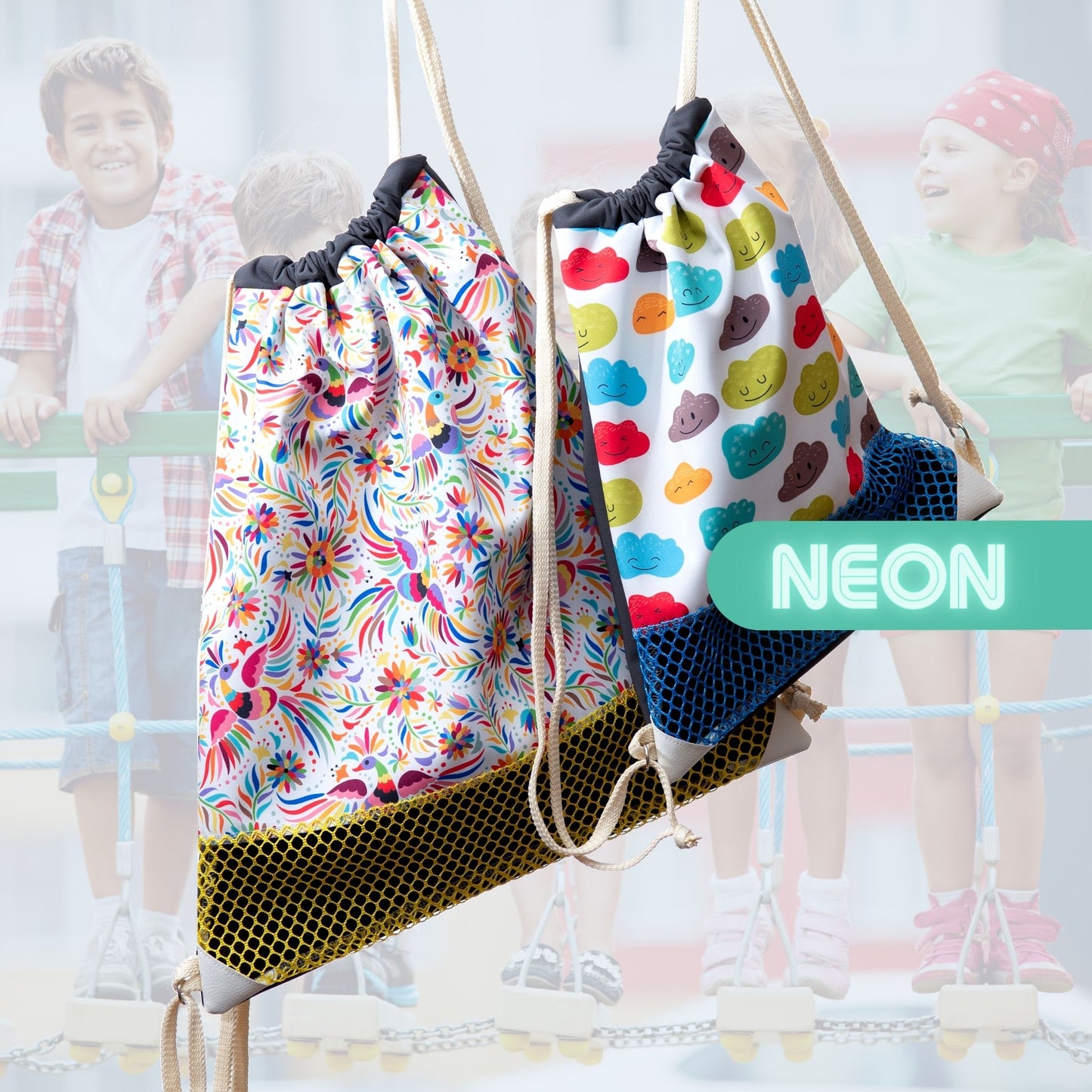 Kleine Netztasche für Sandspielzeug Aufbewahrung - NEON