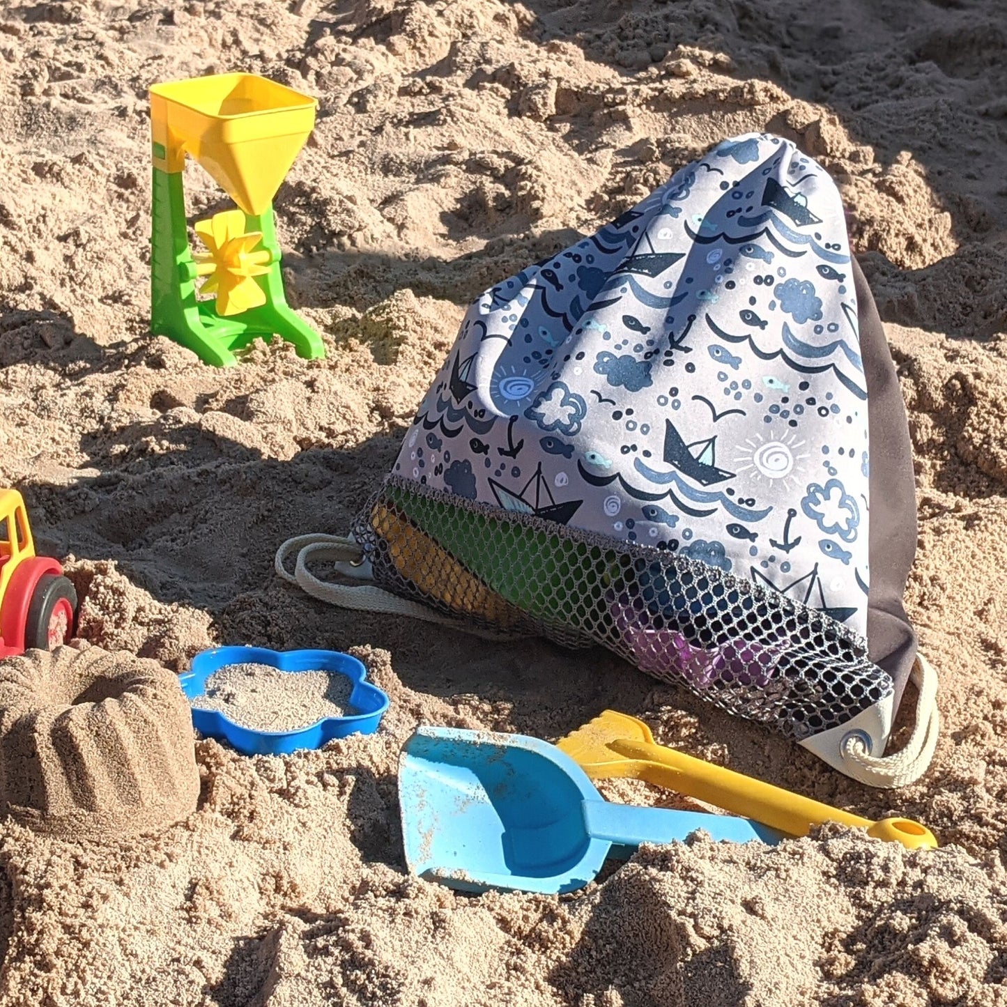 Buddelbeutel - Turnbeutel nähen als Sandkasten Spielzeug Aufbewahrung