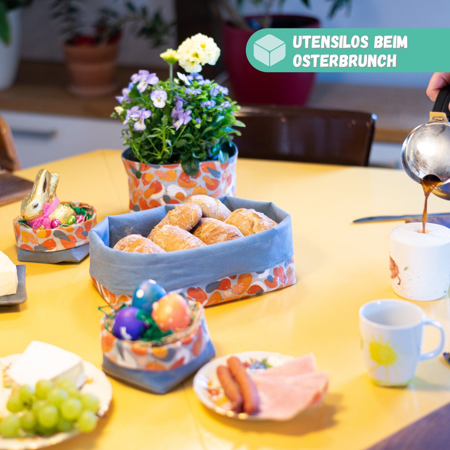 Utensilo nähen mit Nähpaket für Anfänger // Brötchenkorb nähen // Set: 1x L, 2x S