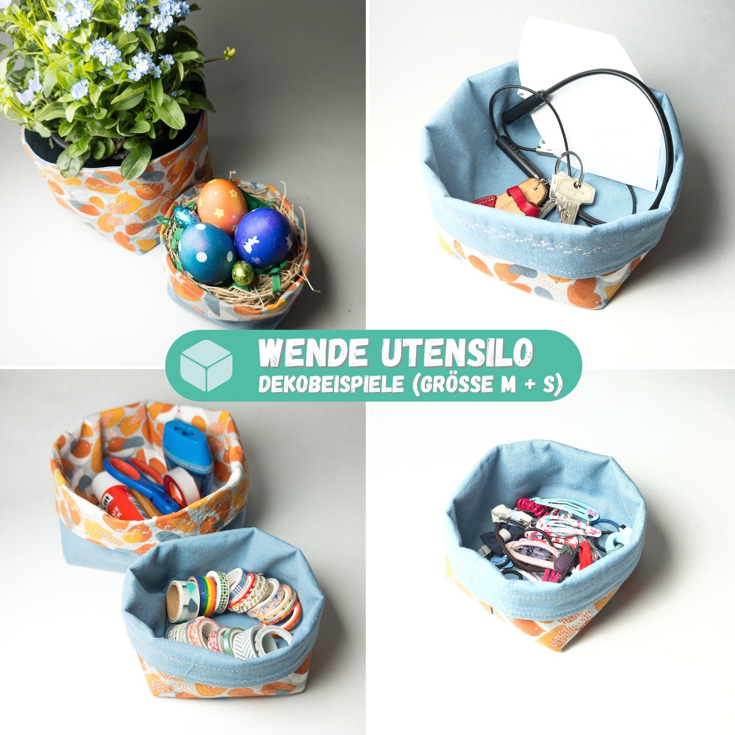 Utensilo nähen mit Nähpaket für Anfänger // Brötchenkorb nähen // Set: 1x L, 2x S