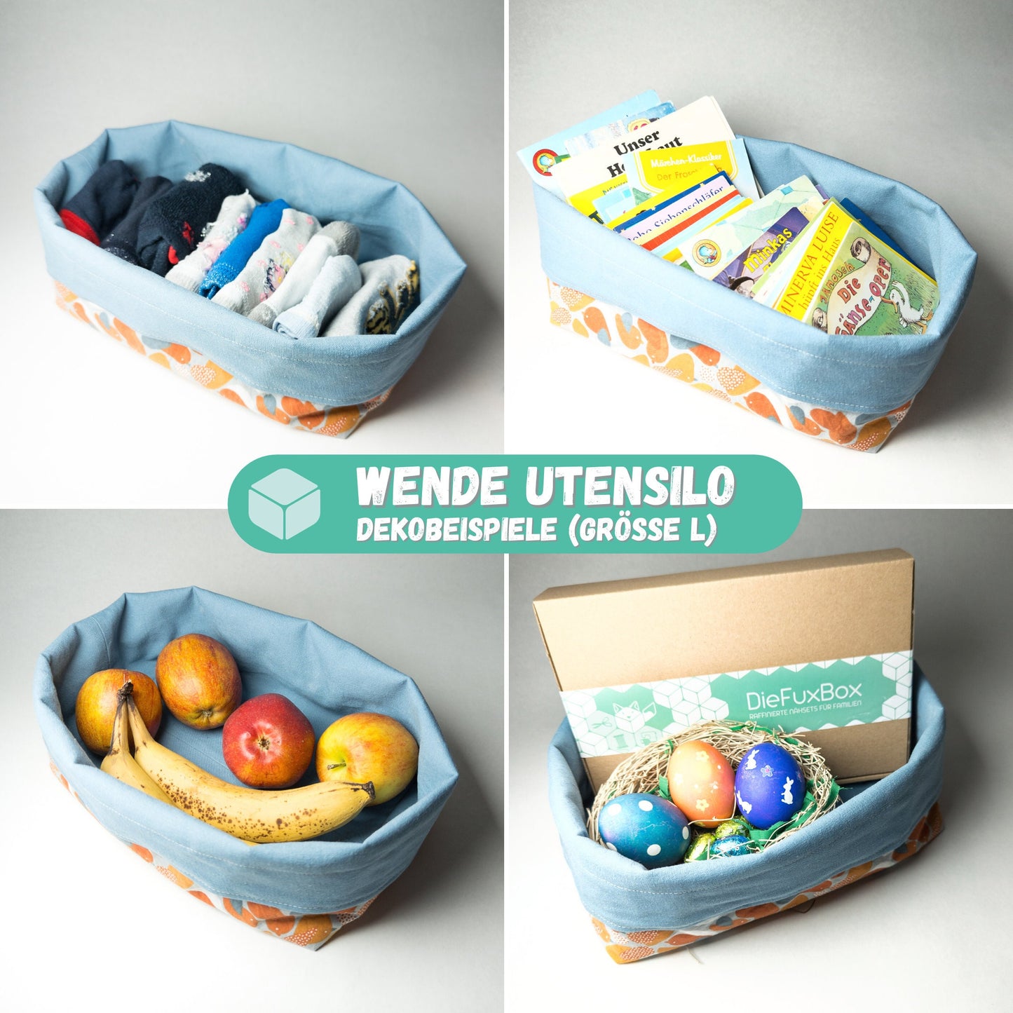 Utensilo nähen mit Nähpaket für Anfänger // Brötchenkorb nähen // Set: 1x L, 2x S