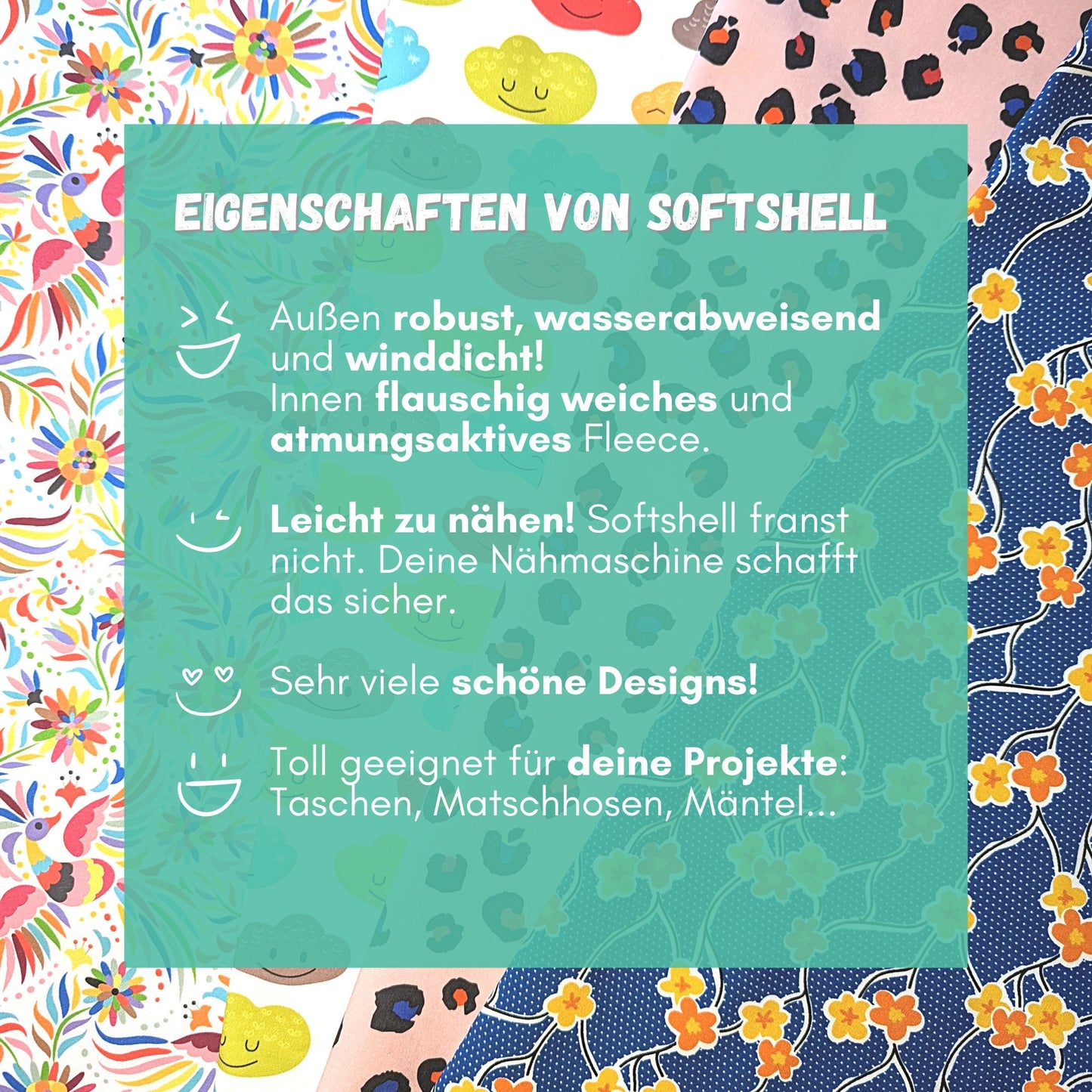 Softshell Stoff Kinder: Blumen Creme // florale Softshell Meterware (50cm)