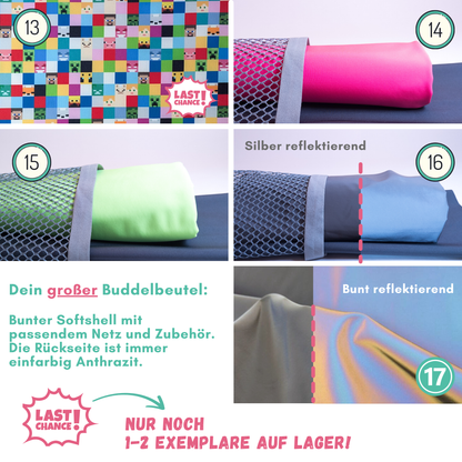 Großer Buddelbeutel: Turnbeutel nähen als Tasche für Sandspielzeug