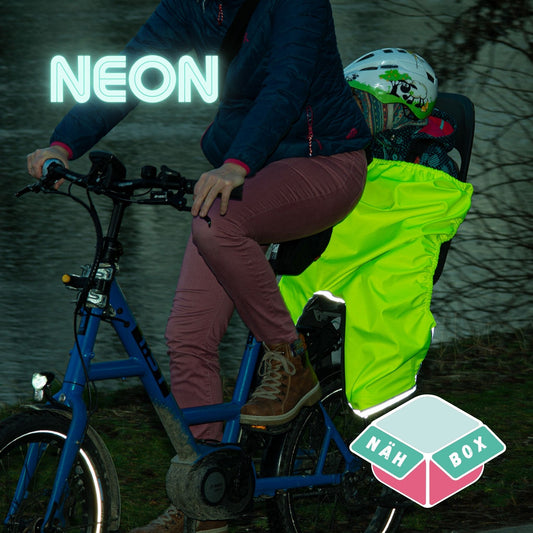 Kinder Fahrradsitz Beinwärmer nähen: Der Wind- und Regenschutz für den Kindersitz - NEON + Reflektierend