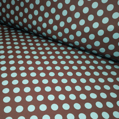 Softshell Stoff Kinder: Punkte Hellblau - Braun Polkadots (50cm)