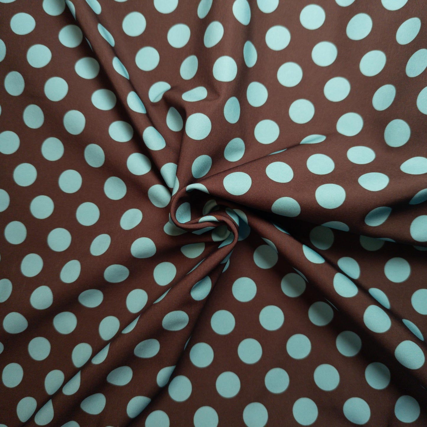 Softshell Stoff Kinder: Punkte Hellblau - Braun Polkadots (50cm)