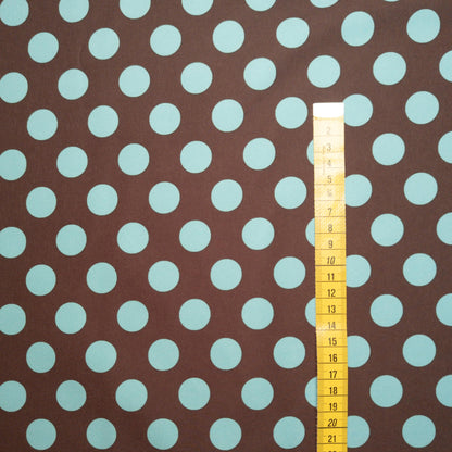 Softshell Stoff Kinder: Punkte Hellblau - Braun Polkadots (50cm)