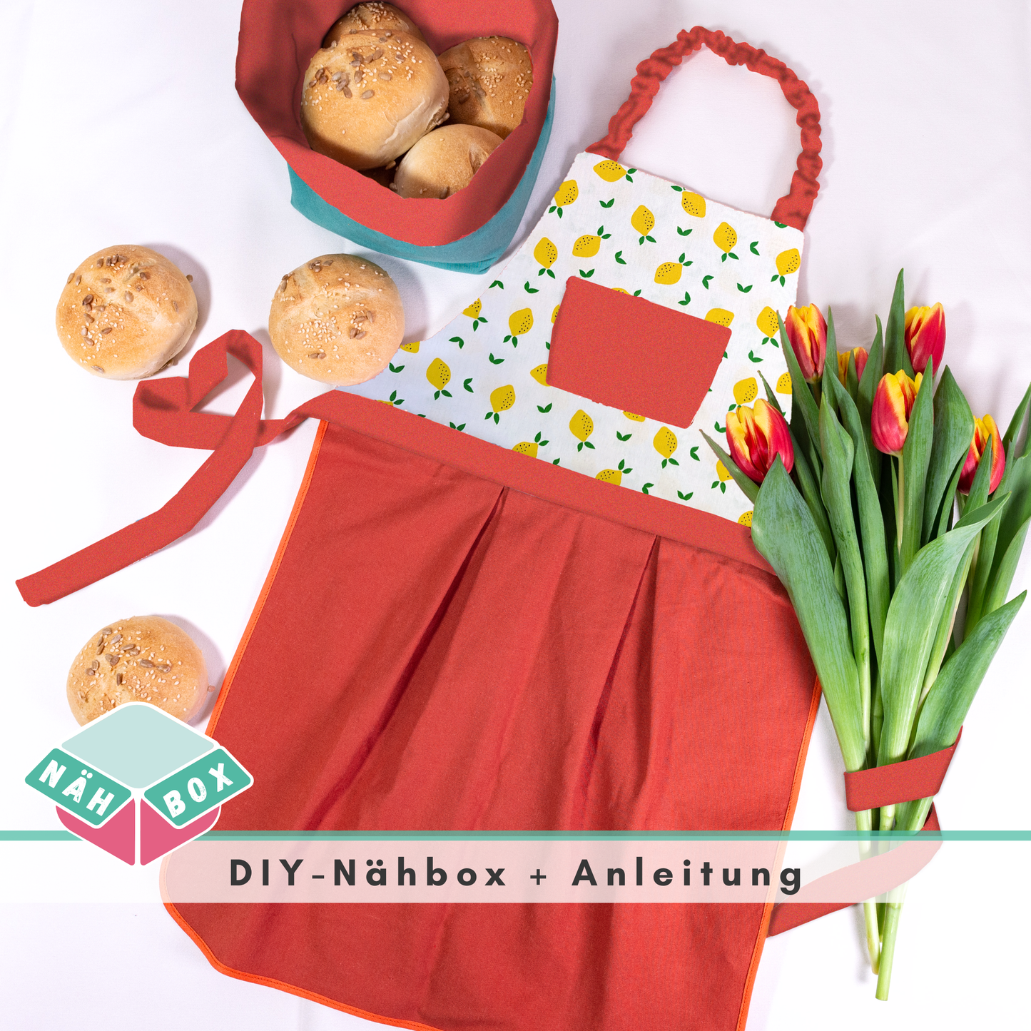 Kinderschürze nähen Nähset Design: Zitronen
