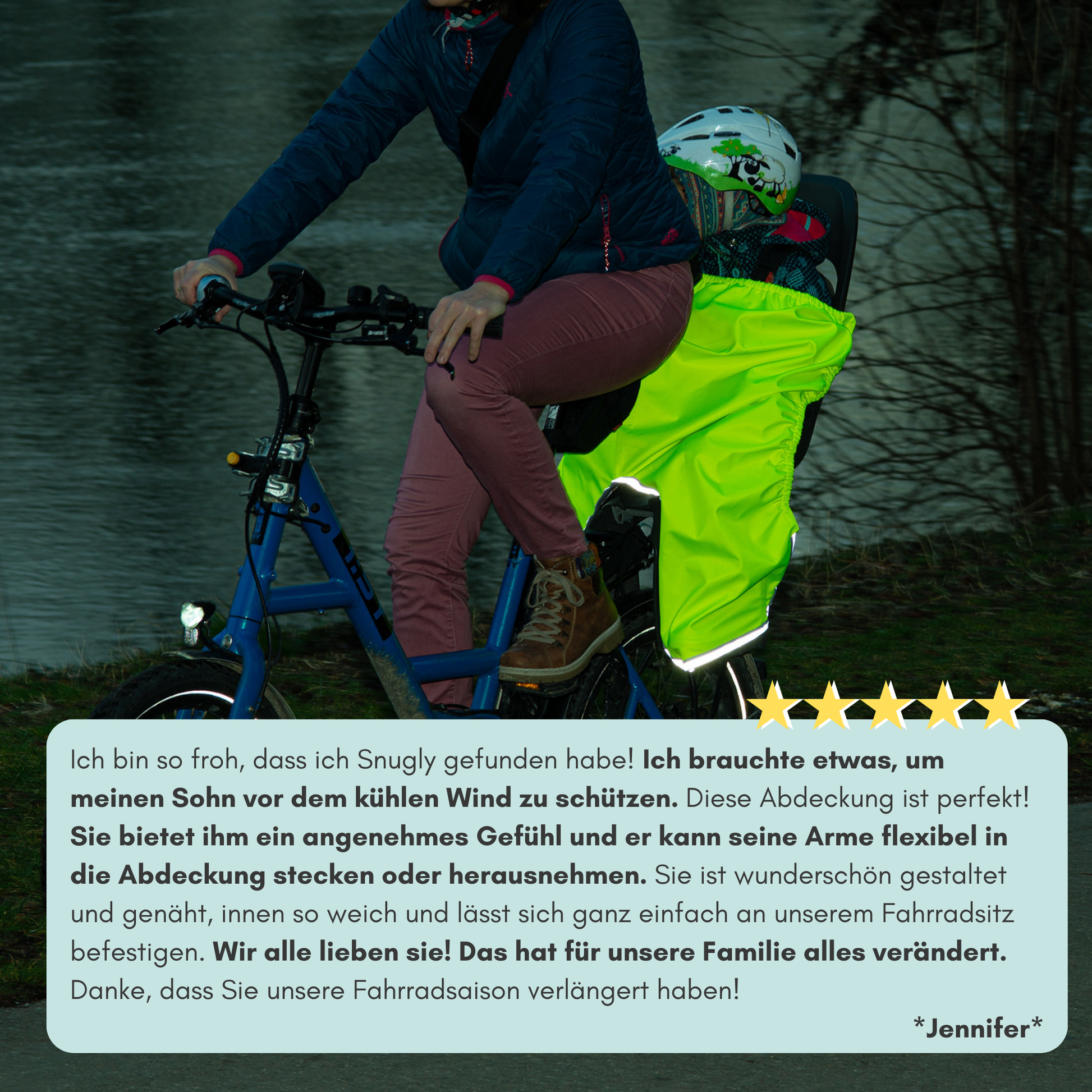 fahrrad kindersitz sonnenschutz Kinder Fahrradsitz Beinwärmer // Wind- und Wetterschutz "Snugly" – DieFuxBox