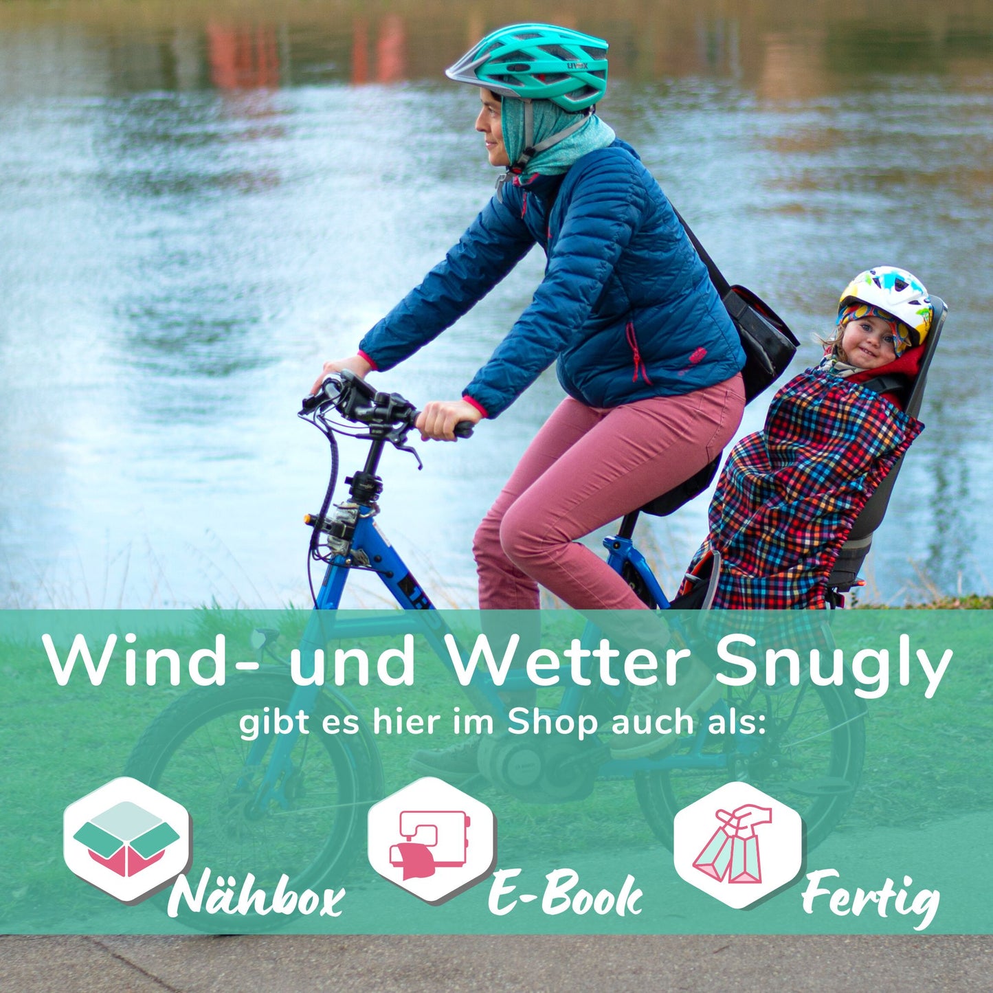 Kinder Fahrradsitz Beinwärmer nähen: Der Wind- und Regenschutz für den Kindersitz - NEON + Reflektierend