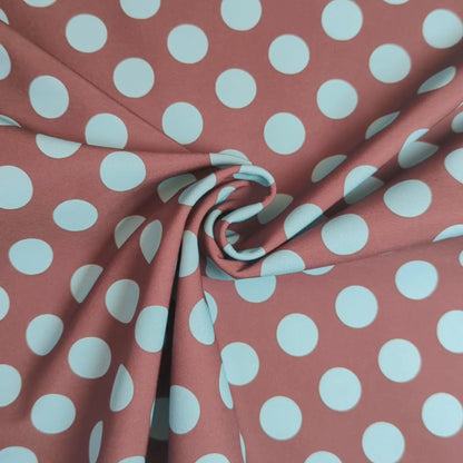 Softshell Stoff Kinder: Punkte Hellblau - Braun Polkadots (50cm)